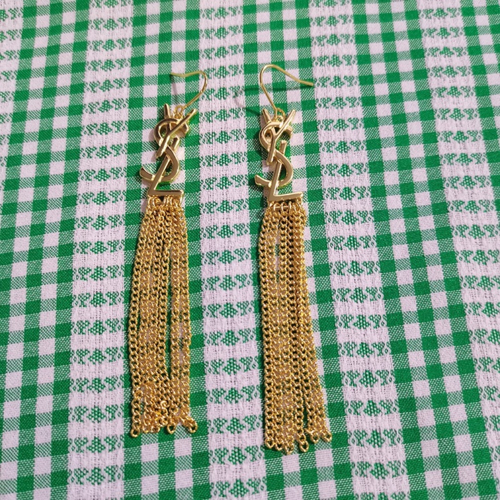 Yves Saint Laurent Gold Tassel Chain Earrings